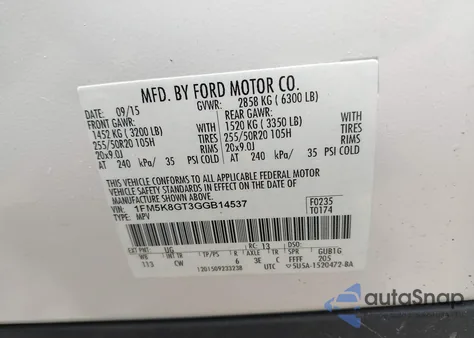 2016 Ford Explorer Sport from USA, damaged, VIN 1FM5K8GT3GGB14537